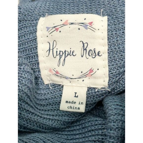 Hippie Rose Women's Long Sleeves Knit Sweater Criss Cross Back Blue Size‎ Large - Picture 2 of 10